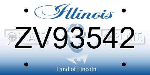ZV93542 Illinois License Plate