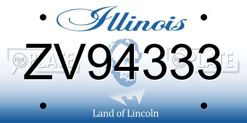 ZV94333 Illinois License Plate