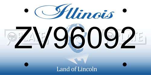 ZV96092 Illinois License Plate