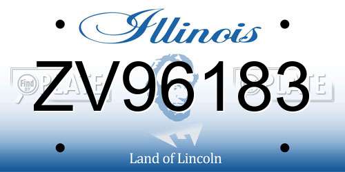 ZV96183 Illinois License Plate