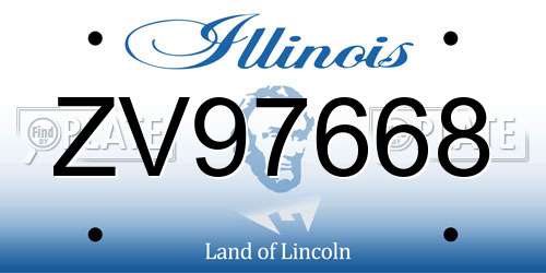 ZV97668 Illinois License Plate