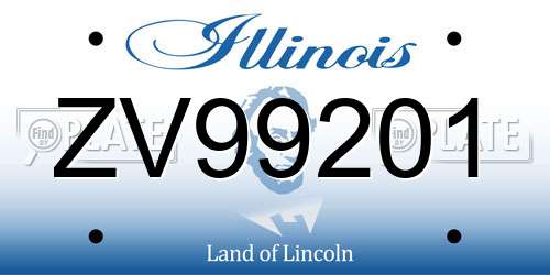 ZV99201 Illinois License Plate