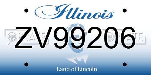ZV99206 Illinois License Plate
