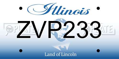 ZVP233 Illinois License Plate