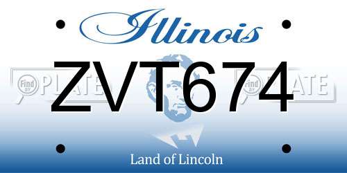 ZVT674 Illinois License Plate