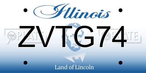 ZVTG74 Illinois License Plate