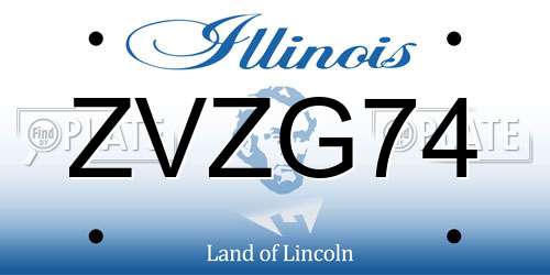 ZVZG74 Illinois License Plate