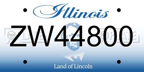 ZW44800 Illinois License Plate