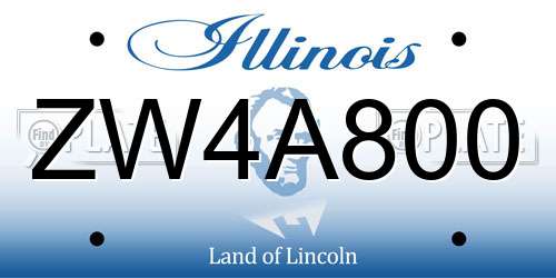 ZW4A800 Illinois License Plate