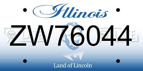 ZW76044 Illinois License Plate