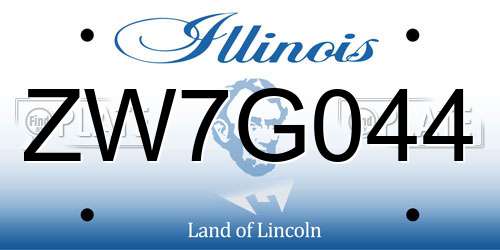 ZW7G044 Illinois License Plate