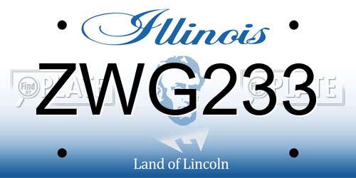ZWG233 Illinois License Plate