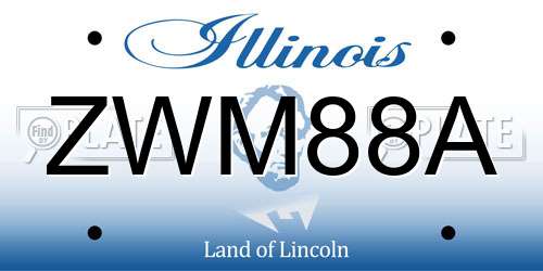 ZWM88A Illinois License Plate