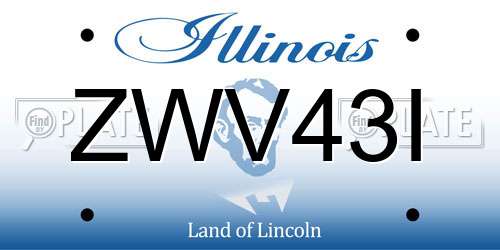 ZWV43I Illinois License Plate