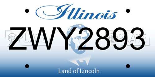 ZWY2893 Illinois License Plate