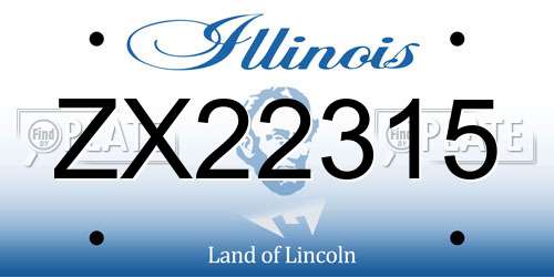 ZX22315 Illinois License Plate