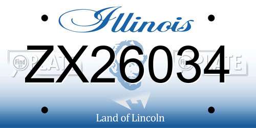 ZX26034 Illinois License Plate