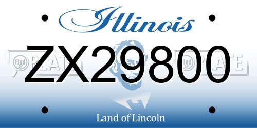 ZX29800 Illinois License Plate
