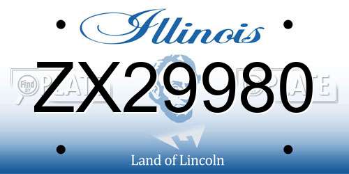ZX29980 Illinois License Plate