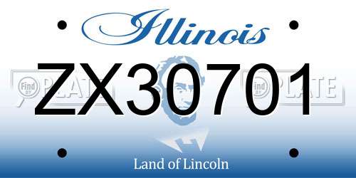 ZX30701 Illinois License Plate