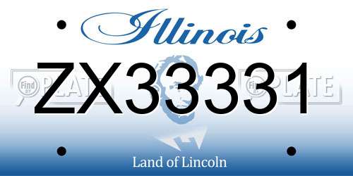 ZX33331 Illinois License Plate