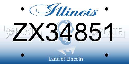 ZX34851 Illinois License Plate
