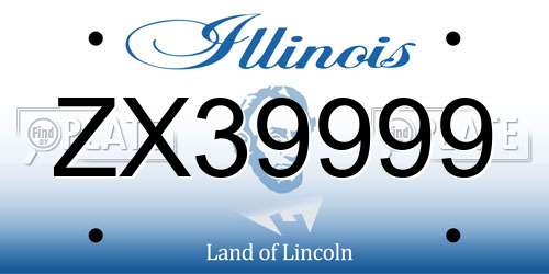 ZX39999 Illinois License Plate