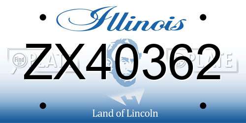 ZX40362 Illinois License Plate