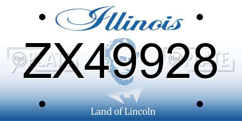 ZX49928 Illinois License Plate