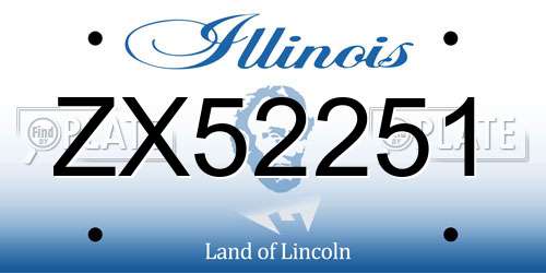 ZX52251 Illinois License Plate
