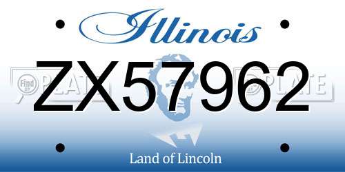 ZX57962 Illinois License Plate