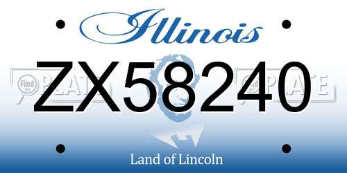 ZX58240 Illinois License Plate