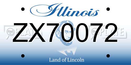 ZX70072 Illinois License Plate