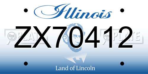 ZX70412 Illinois License Plate