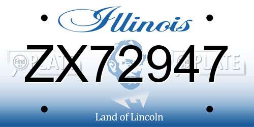 ZX72947 Illinois License Plate