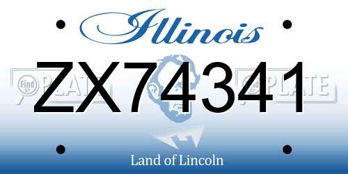 ZX74341 Illinois License Plate