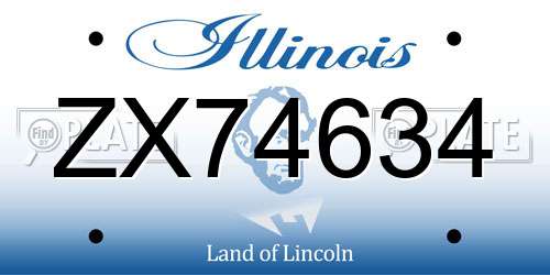 ZX74634 Illinois License Plate