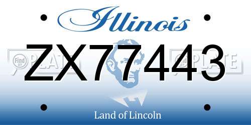 ZX77443 Illinois License Plate