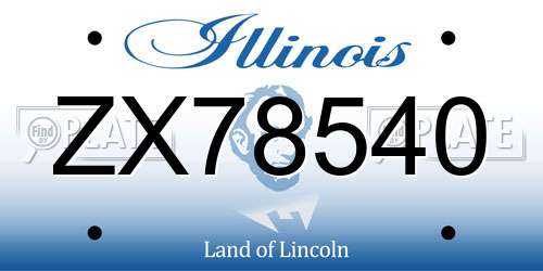 ZX78540 Illinois License Plate
