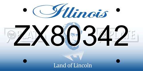 ZX80342 Illinois License Plate