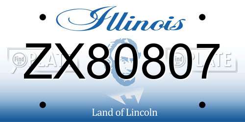 ZX80807 Illinois License Plate
