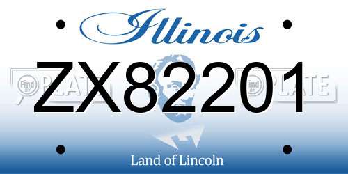 ZX82201 Illinois License Plate