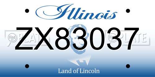 ZX83037 Illinois License Plate