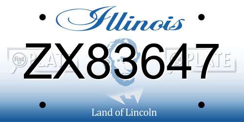 ZX83647 Illinois License Plate