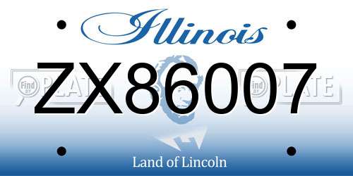 ZX86007 Illinois License Plate