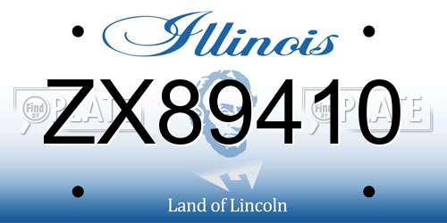 ZX89410 Illinois License Plate