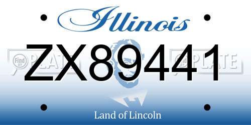 ZX89441 Illinois License Plate