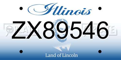 ZX89546 Illinois License Plate