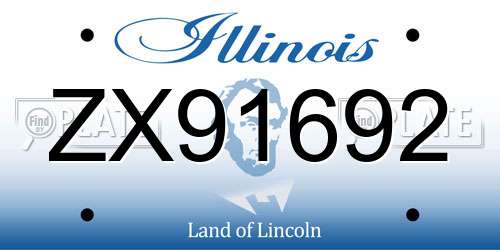 ZX91692 Illinois License Plate
