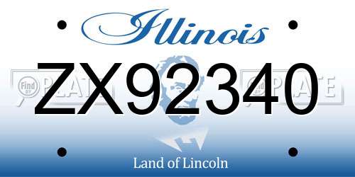 ZX92340 Illinois License Plate
